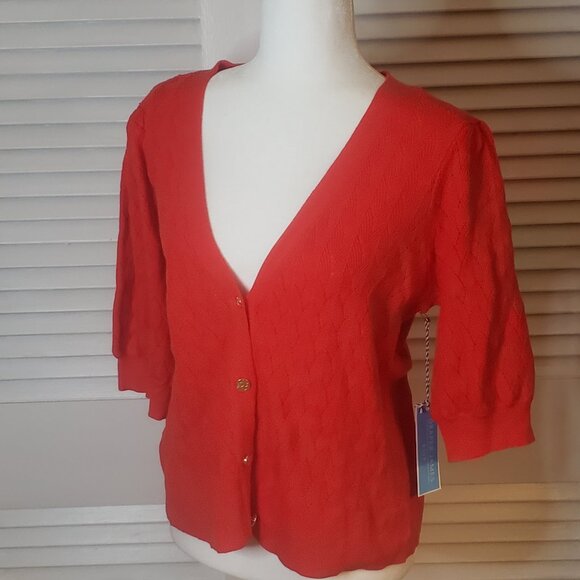 NWT Red S/S Draper James RSVP Cardigan - Picture 2 of 9